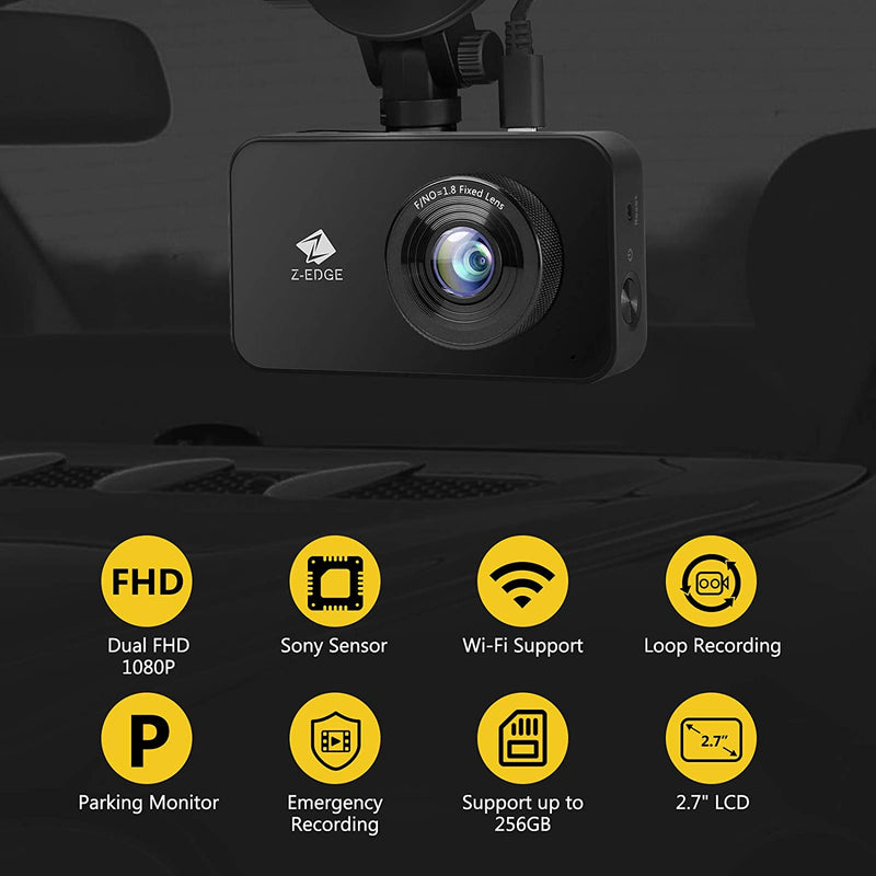 1080p Car Dash Cam 2 Camera Cycle Recording Video Recorder, Front