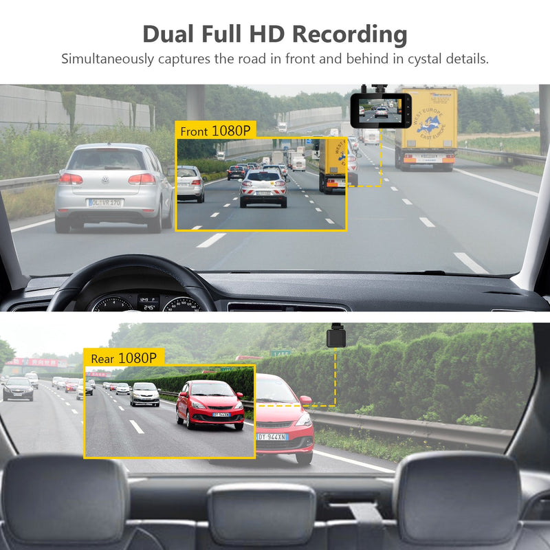 Car DVR WiFi Dash Cam Front And Rear View Camera Dual Lens Dashcam 1296P  Full HD Driving Video Recorder Black Box Night Vision