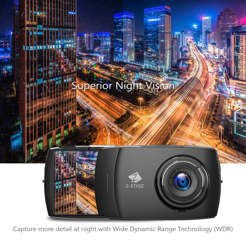 Recertified - Z-Edge T4K Dash Cam, Front and Rear Dual Lens, 4.0 inch Touch Screen, 4K Ultra HD, Built-in Wifi, 32GB TF Card Included, WDR, G-Sensor