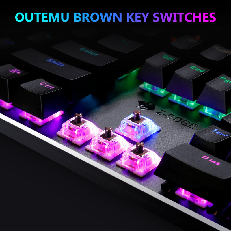 Z-EDGE UK104 Mechanical Gaming Keyboard 104 Keys Rainbow Backlit