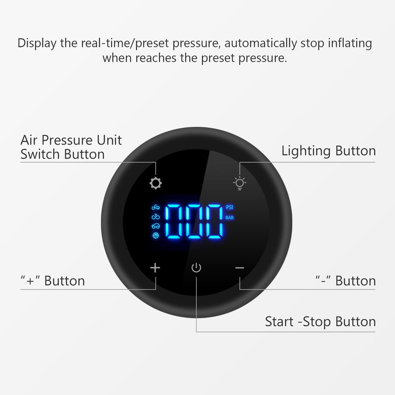 ZAI01 Portable Air Inflator, Air Compressor Inflater, with Digital Pressure Gauge Other Product Air Inflator 